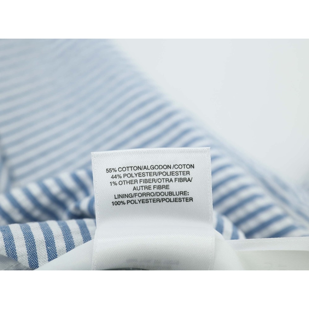 Anne Klein Seersucker A Line Dress Blue White Striped Belted Summer 10 - Picture 9 of 10